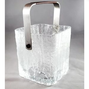 MCM Vintage Glacial Retro Hoya glass ice bucket  stainless steel handle